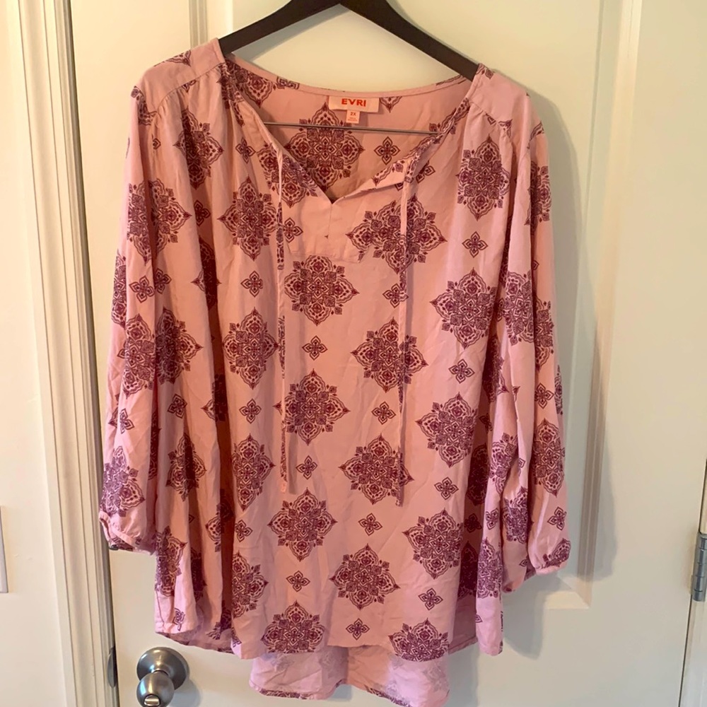 Pink peasant style 3/4 sleeve shirt size 2x